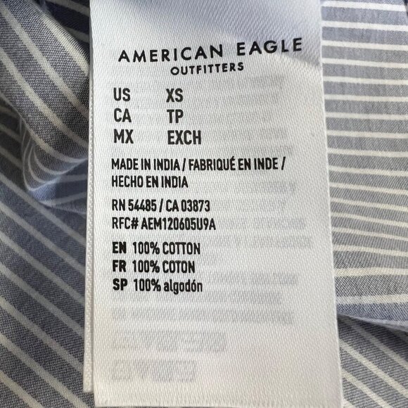 American Eagle Women's Striped Button Up Top Blue Gray/White Size XS - Picture 9 of 9